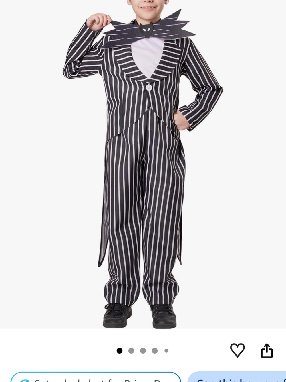 NWT Jack Skellington inspired three piece costume. Kids 10–12 years.